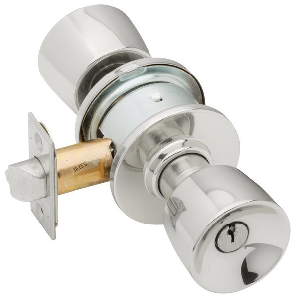 Schlage Grade 2 Entrance Cylindrical Lock, Tulip Knob, Conventional Cylinder, Bright Chrome Fnsh, Non-handed A53PD TUL 625